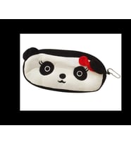 Kırmızı Kurdeleli Panda Peluş Kalemlik Siyah