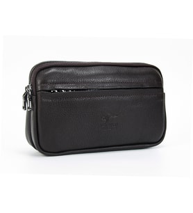 KANGAROO KINGDOM Hakiki Deri Siyah Erkek Portföy & Clutch El Çantası 1530-S (Kahverengi)