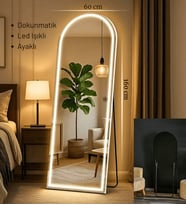 LED IŞIKLI AYAKLI BOY AYNASI 60X160 (Siyah)