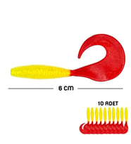 Silikon Kurt Yem - 60mm - Kırmızı/Sarı - 10'lu Paket - Yumy (456-18065)