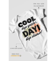 Cool diye yazılır dayı diye okunur Kısa Kollu Bebek Body %100 Pamuk