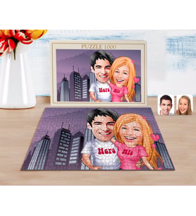 BK Gift Kişiye Özel Sevgililer Karikatürlü 1000 Parça Profesyonel Puzzle-5