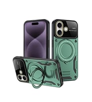 iPhone 16 Kılıf Joy Lens Standlı Kapak - Koyu Yeşil
