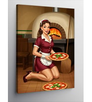 Kanvas Tablo Pizzacı Kadın ve Fırın