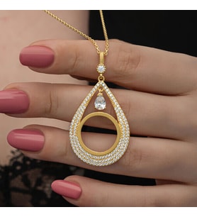 Gold Çeyrek Altın TakılabilenZirkon Taşlı 925 Ayar Gümüş Kadın Kolye