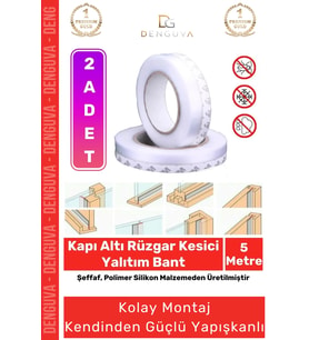 Rüzgar Kesici Ses Böcek Toz Önleyici Yalıtım Kapı Pencere Isı Izolasyon Şeffaf Şerit Bant 5mt 2 Adet