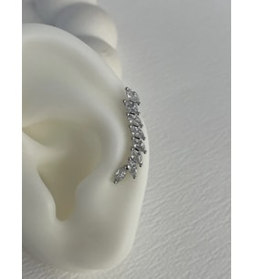 Özel Seri Yaprak Model Damla Taş Gümüş Earcuff