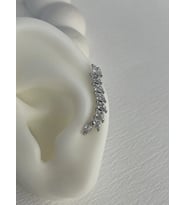 Özel Seri Yaprak Model Damla Taş Gümüş Earcuff