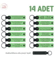 Yüzme Takımı Sporcularına Anı, 14'lü Set, Kişiye Özel Yazılı Deri Hatıra Anahtarlık, F Yeşil & Syh (Fıstık Yeşili)