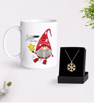 BK Gift Kişiye Özel Yılbaşı Mutlu Yıllar Tasarımlı Kupa ve Kar Tanesi Kolye-9