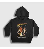 Presmono Unisex Çocuk Siyah Poster Film Indiana Jones Kapüşonlu Sweatshirt 486562tt