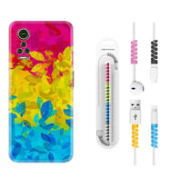 General Mobile GM 21 Pro GM 22 Pro Plus Kılıf Kablo Koruma Spiral Silikon Yapraklar 1634