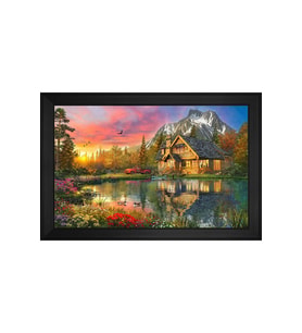 Manzara Temalı Kanvas Tablo 80 x 110 cm Siyah Çerçeve