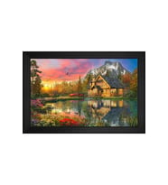 Manzara Temalı Kanvas Tablo 80 x 110 cm Siyah Çerçeve