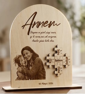 Kişiye Özel Anneler Günü Hediyesi – Fotoğraflı Ahşap Puzzle Plaket