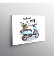Suluboya Çiçekli Scooter Motorbisiklet Find Your Way Tablo