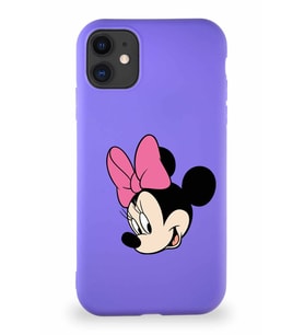 Apple iPhone 11 Soft Premier Kapak Minnie Mouse-B Tasarımlı Silikon Kılıf - Mor (Şeffaf)