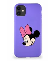 Apple iPhone 11 Soft Premier Kapak Minnie Mouse-B Tasarımlı Silikon Kılıf - Mor (Şeffaf)