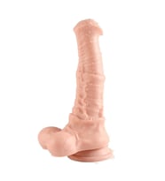 LilituShop 33 cm Et Dokulu Gerçekçi Çift Katmanlı Sünnetsiz Silikon Penis