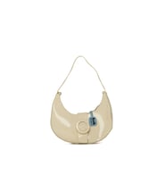 BAGMORİ Oval Aksesuarlı Oval Rugan Baget (Krem)