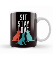 Sit Stay Love Dog Owner Puppy Lover Pet Fan Animals Rescue Kupa Bardak Porselen