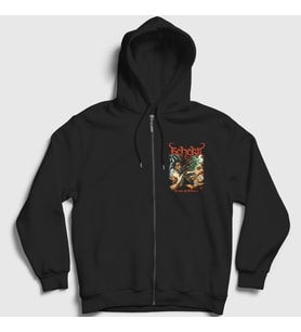 Presmono Unisex Siyah Beast Of Beherit Fermuarlı Kapüşonlu Sweatshirt 426898tt
