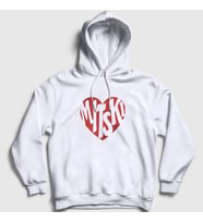 Presmono Unisex Beyaz I Love Kalp Mitski Kapüşonlu Sweatshirt 543249tt (Beyaz)