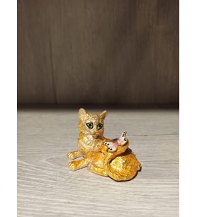 Swarovski Taşlı Kedi Mücevherlik / Dekoratif Biblo (Beyaz)