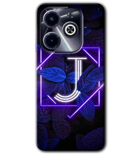 İnfinix Hot 40i Kılıf HD Desen Baskılı Kılıf - Dark Neon Yaprak J Harfi
