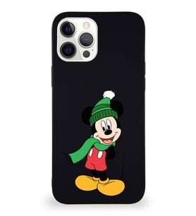 Apple iPhone 12 Pro Max Soft Premier Kapak Mickey Mouse-G Tasarımlı Silikon Kılıf - Siyah (Şeffaf)