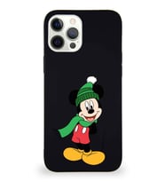 Apple iPhone 12 Pro Max Soft Premier Kapak Mickey Mouse-G Tasarımlı Silikon Kılıf - Siyah (Şeffaf)