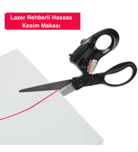 ShopyTech Lazer Rehberli Hassas Kesim Makası Pil ile Çalışan Paslanmaz Çelik Kumaş Kağıt El İşi Maka
