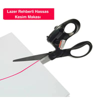 ShopyTech Lazer Rehberli Hassas Kesim Makası Pil ile Çalışan Paslanmaz Çelik Kumaş Kağıt El İşi Maka
