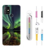 INFINIX Hot 8 9 10 11S Hot 10 Play 10T Kılıf Kablo Koruma Spiral Silikon Kuzey Işıkları 1327