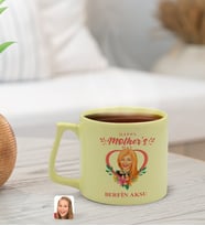 BK Gift Kişiye Özel Karikatürlü Anneler Günü Tasarımlı Pastel Sarı Middle Kupa Bardak, Anneye Hediye, Anneler Günü Hediyesi-5