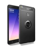 Xiaomi Mi Max 2 Kılıf Mıknatıslı Yüzüklü Standlı Yumuşak Silikon Kapak Ravel (Siyah)