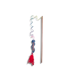 ColasFelis Worm El Yapımı Tüylü Kedi Oltası Oyuncağı 45 cm (Kahverengi)
