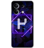 Xiaomi Redmi Note 13 Pro 5G Kılıf HD Desen Baskılı Kılıf - Dark Neon Yaprak H Harfi