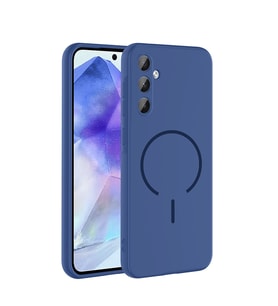 Samsung Galaxy A55 Uyumlu Kılıf M-safe Şarj Özellikli Zore Meta Kapak (Lacivert)