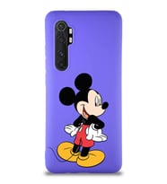 Xiaomi Mi Note 10 Lite Soft Premier Kapak Mickey Mouse-D Tasarımlı Silikon Kılıf - Mor (Şeffaf)