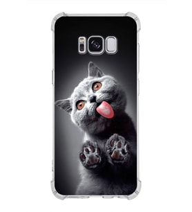 PrintiFy Samsung Galaxy S8 Plus Uyumlu Kedi 2 Baskılı Şeffaf Köşe Korumalı Antişok Kılıf