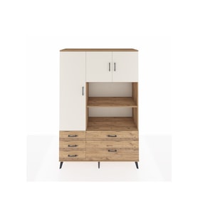 Hyperion Dolap 7 Raflı 5 Çekmeceli 3 Kapaklı 132x44x195 Çam-Aytaşı/Çam