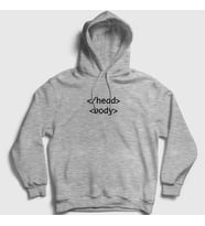 Presmono Unisex Gri Head Body Html Developer Yazılımcı Kapüşonlu Sweatshirt 359381tt (Gri)