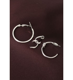 Düğüm Model Gümüş Renk Metal Çoklu Halka Küpe 5886 - GLST3801-6500