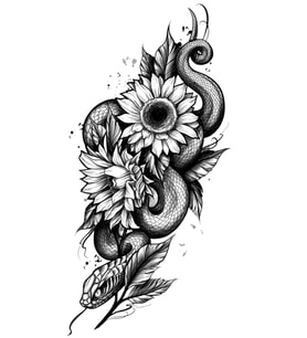 Caş Dekorasyon Yılan Ve Çiçek Figürlü Geçici Dövme Tattoo