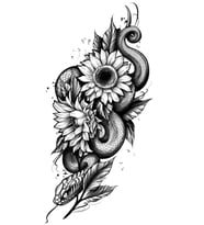 Caş Dekorasyon Yılan Ve Çiçek Figürlü Geçici Dövme Tattoo