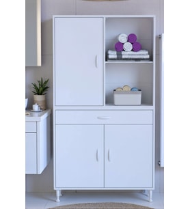 Eliusta Vellum Beyaz Dolap 95x173x32,5 cm Ebatlarında Çok Fonksiyonlu 95 cm Genişlikte Banyo Dolabı