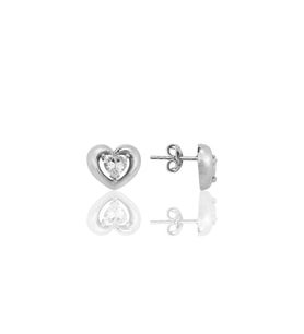 Gümüş rodyumlu zirkon taşlı heart (kalp) küpe SGTL12345RODAJ