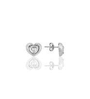 Gümüş rodyumlu zirkon taşlı heart (kalp) küpe SGTL12345RODAJ