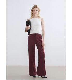 LCW Comfort Mürdüm Beli Lastikli Kadın Süet Pantolon